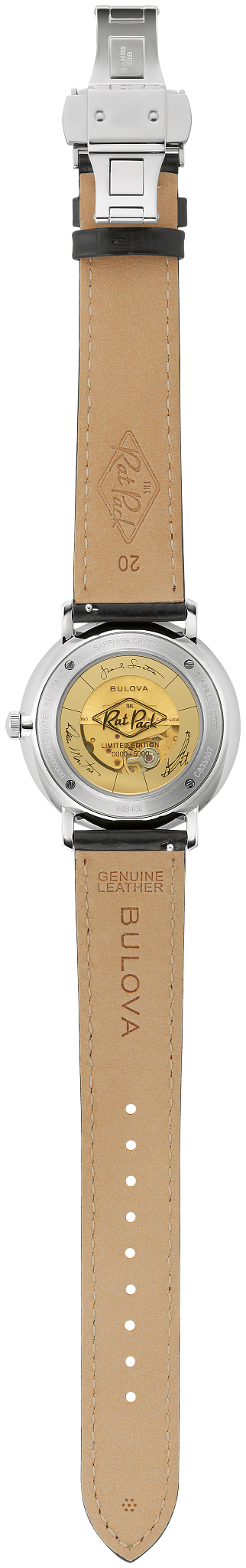 Black Dial Leather Strap Frank Sinatra Rat Pack 96B406 | Bulova